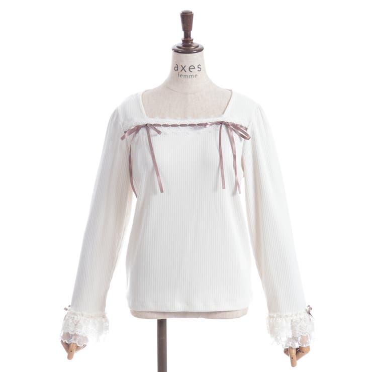 リボン付スクエアネックプルオーバー | axes femme | 詳細画像9 