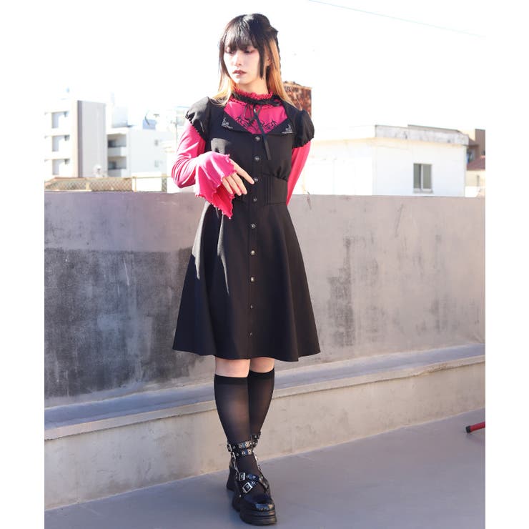 黒 | カットアウトデザインミニワンピース | axes femme