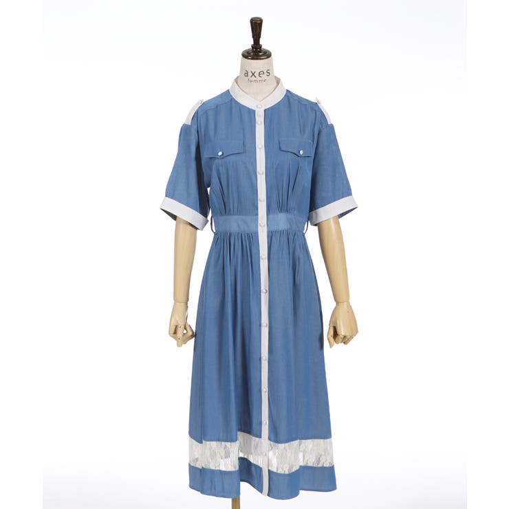 レース切替ワンピース[品番：IGAW0001880]｜axes femme