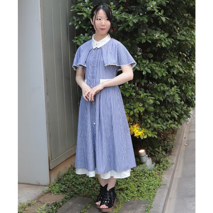 ケープ付きバイカラーワンピース | axes femme | 詳細画像14 