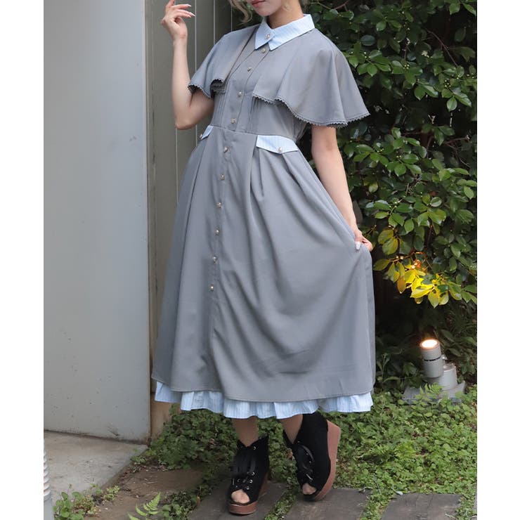 ケープ付きバイカラーワンピース | axes femme | 詳細画像9 