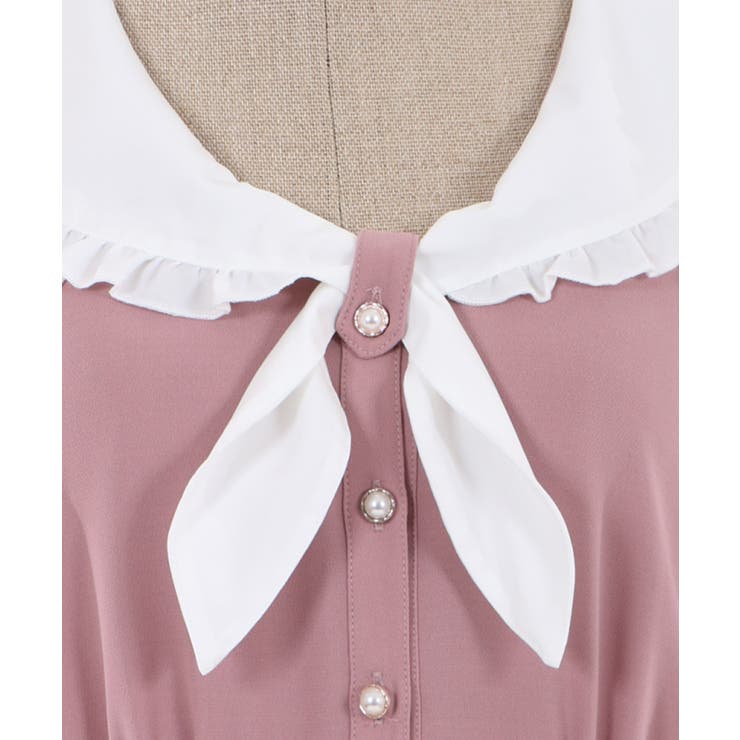 MARK & LONA ⭐︎レアサイズ40ワンピース　バイザーセット セール】【WEB限定】〈手洗い可能〉セーラーカラー パイピング