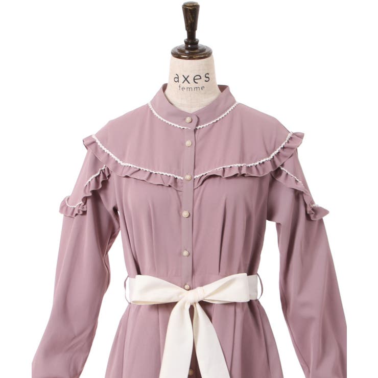 プチフリルロングワンピース[品番：IGAW0003425]｜axes femme