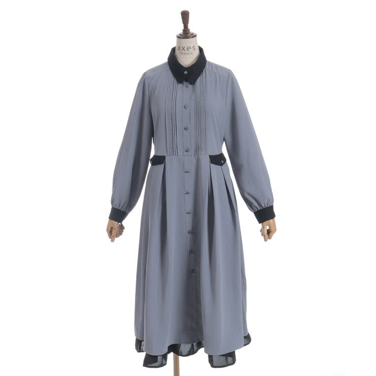 襟デザイン連釦バイカラーワンピース | axes femme | 詳細画像15 