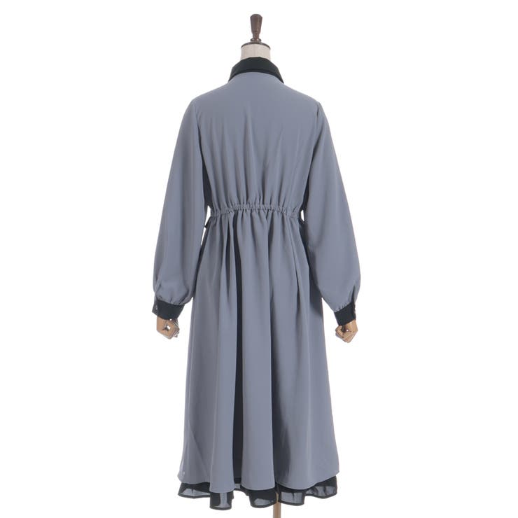 襟デザイン連釦バイカラーワンピース | axes femme | 詳細画像17 