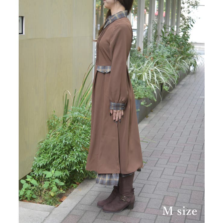 襟デザイン連釦バイカラーワンピース | axes femme | 詳細画像2 