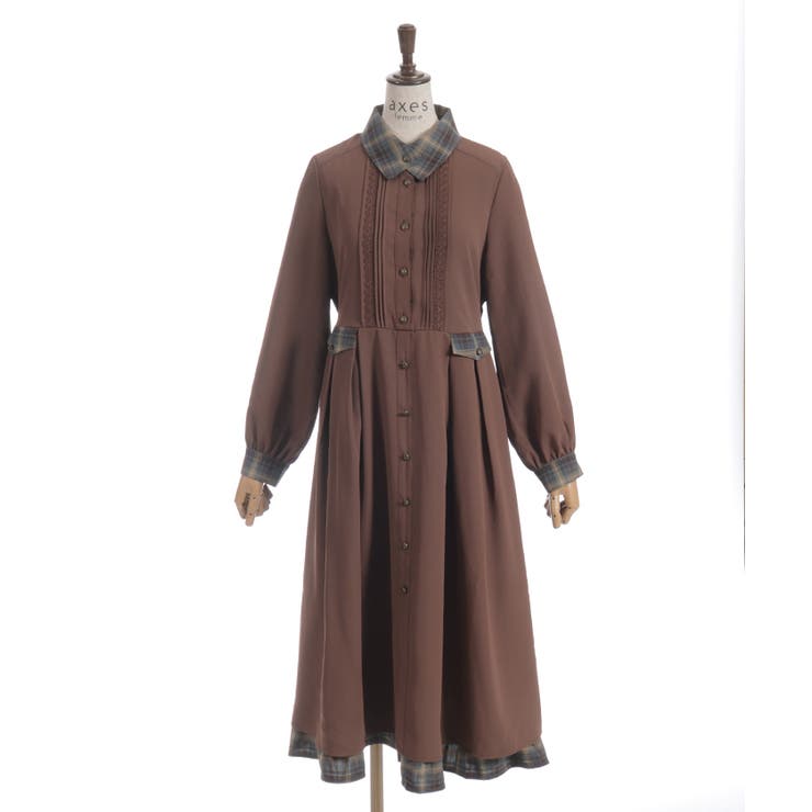 新品未使用　⭐️カタログ掲載配色切替デザインワンピース forksy. ワンピース 「forksy.」「オケージョン対応」総レース