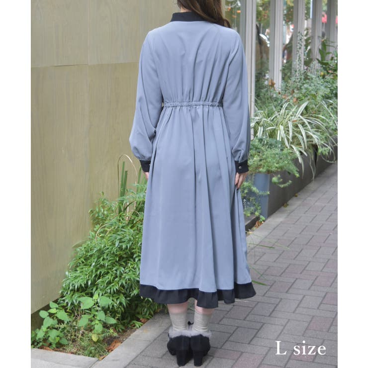 襟デザイン連釦バイカラーワンピース | axes femme | 詳細画像9 