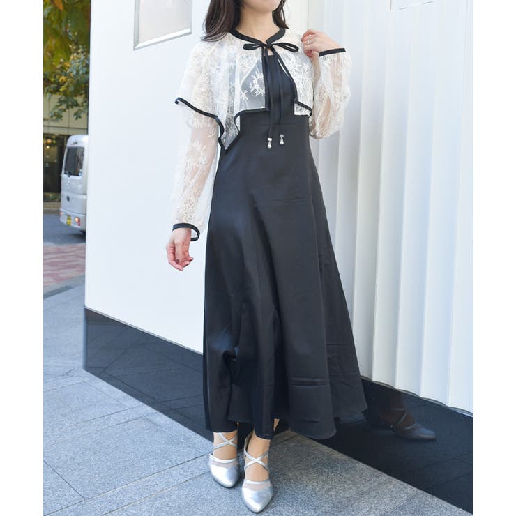 黒 | レースケープキャミドレス | axes femme