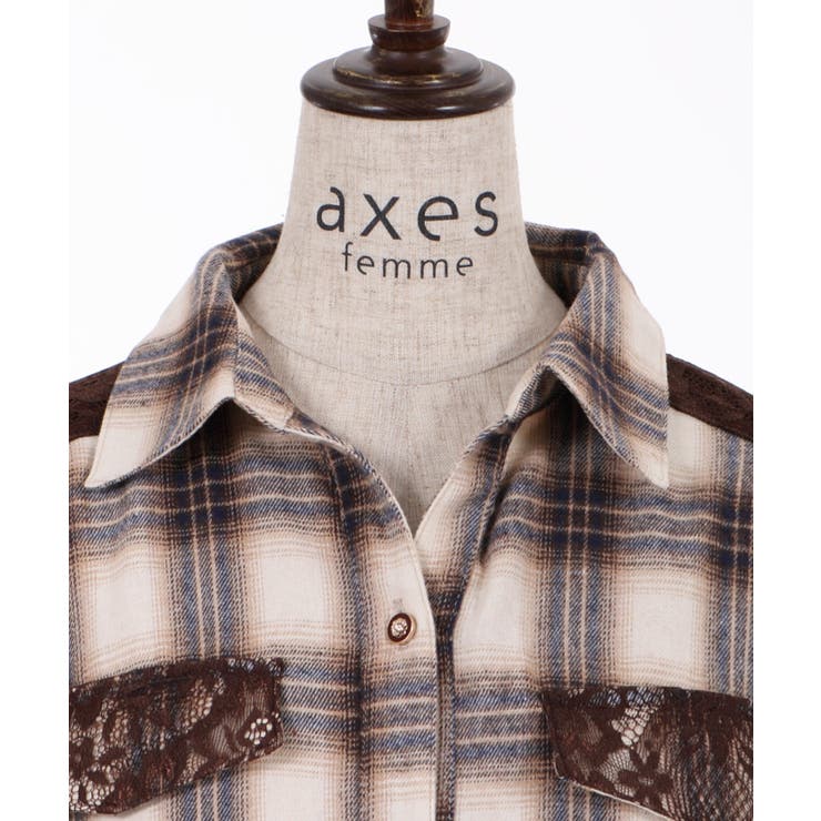 axes femme - 【新品】axes ミュシャ／イレヘムブラウス(グレー) axes femme（アクシーズファム）の「ヨーク刺繍イレヘム