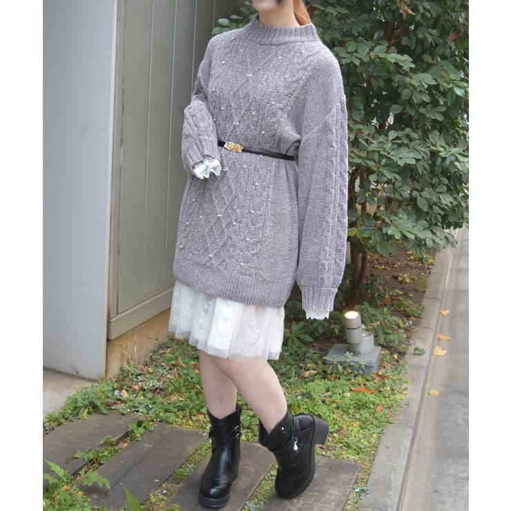 ラメ×ベロアモールチュニック | axes femme | 詳細画像4 