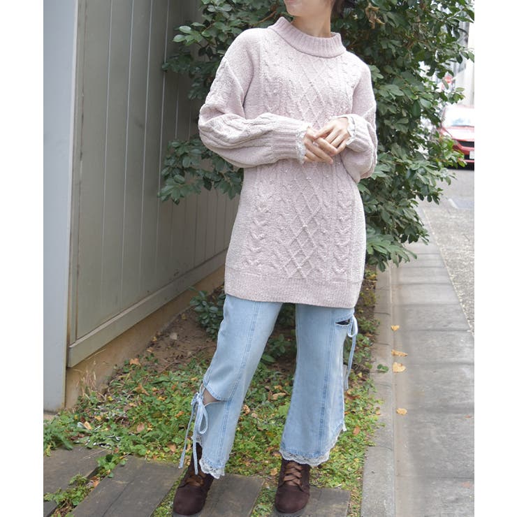 ラメ×ベロアモールチュニック | axes femme | 詳細画像5 