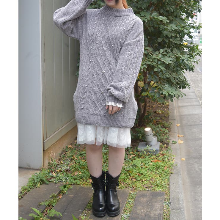 ラメ×ベロアモールチュニック | axes femme | 詳細画像6 