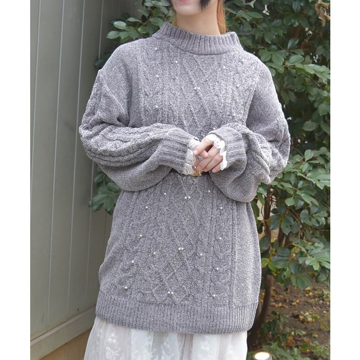 グレー | ラメ×ベロアモールチュニック | axes femme