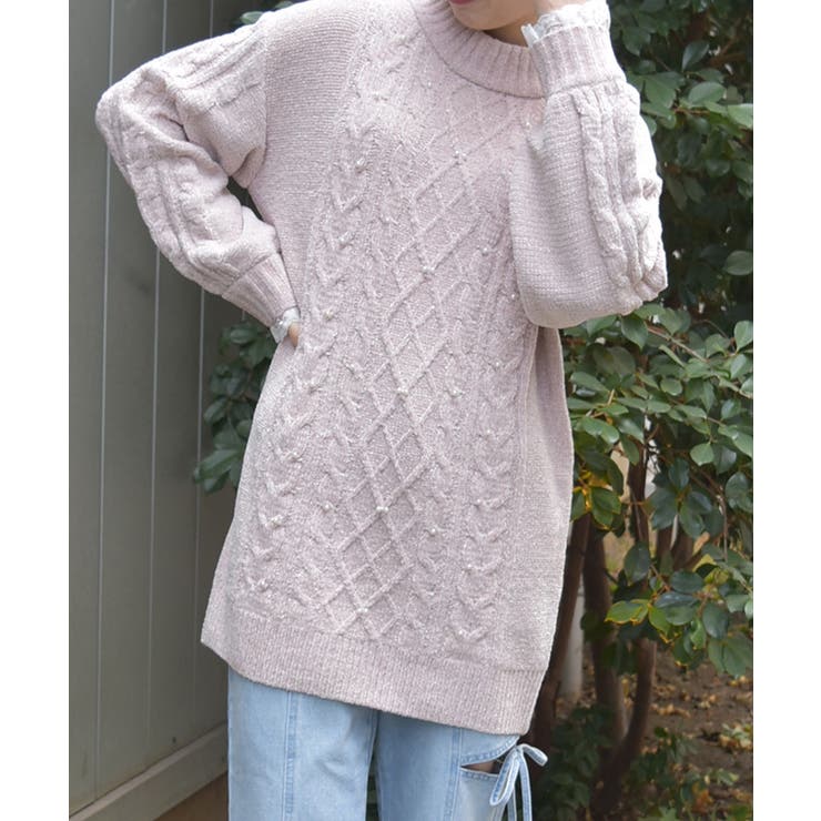 ピンク | ラメ×ベロアモールチュニック | axes femme