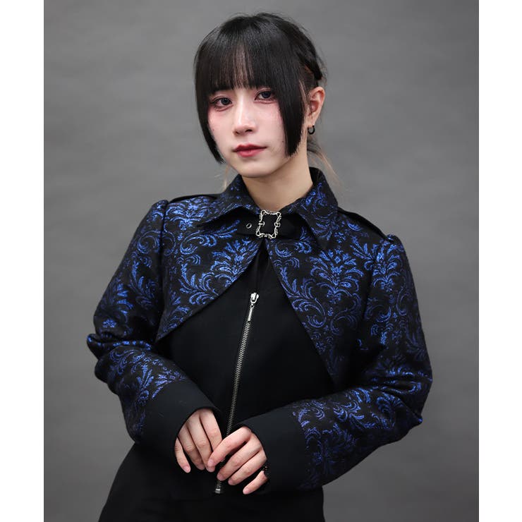 ブルー | ジャカードバイカラージャケット | axes femme