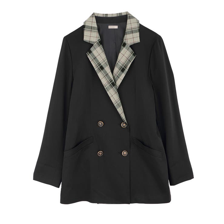 黒 | ポイントチェックロングＪＫ | axes femme