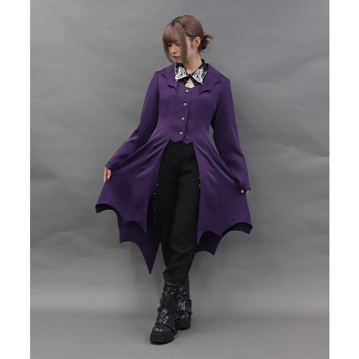 パープル | コウモリデザインロングジャケット | axes femme
