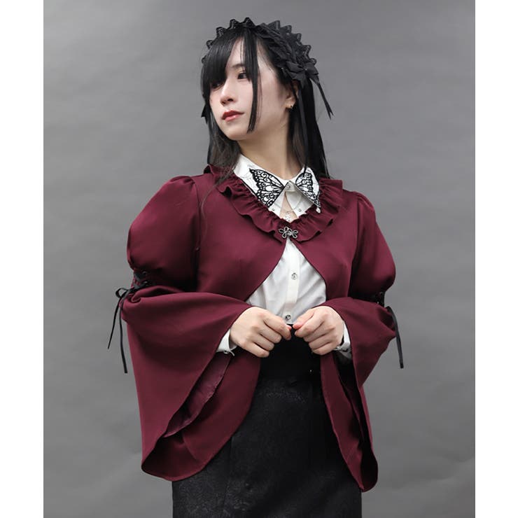 ワイン | フレアスリーブボレロジャケット | axes femme