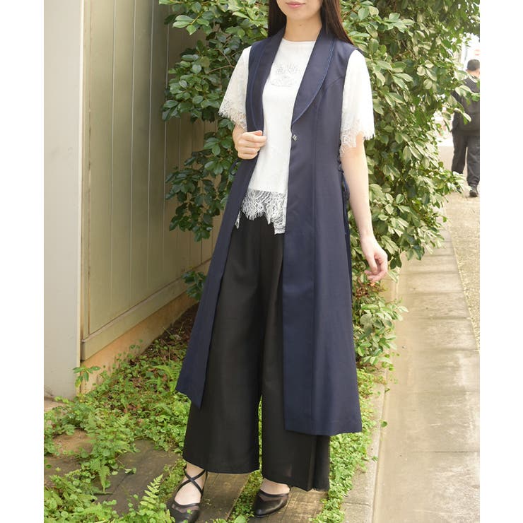 紺 | サイドプリーツロングジレ | axes femme