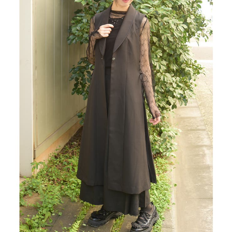 黒 | サイドプリーツロングジレ | axes femme