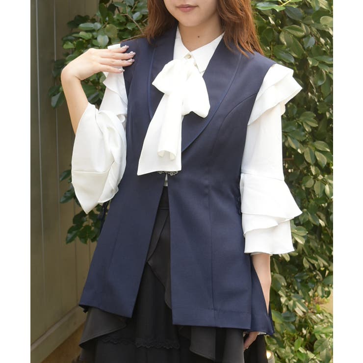 紺 | サイドプリーツハーフジレ | axes femme