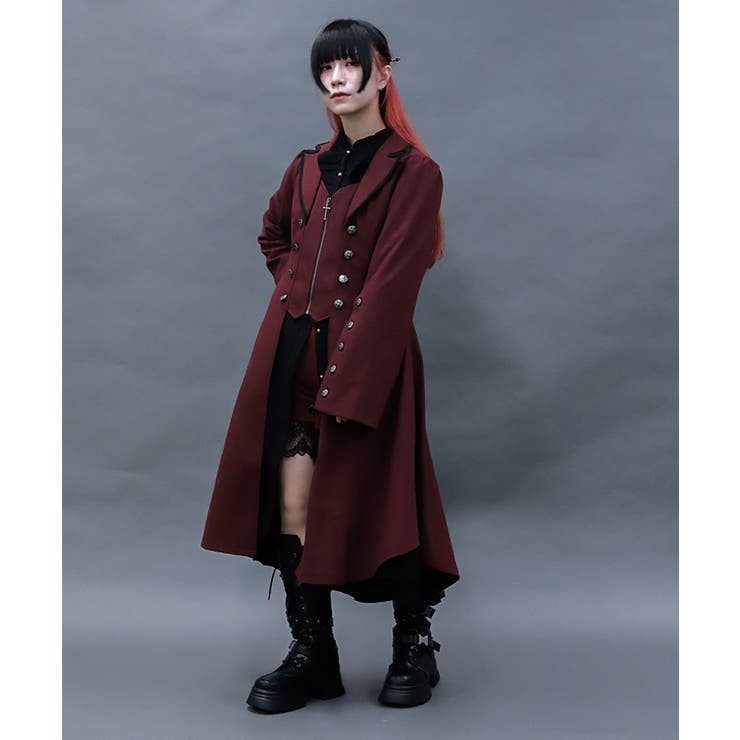 ワイン | テーラー襟ロングコート | axes femme