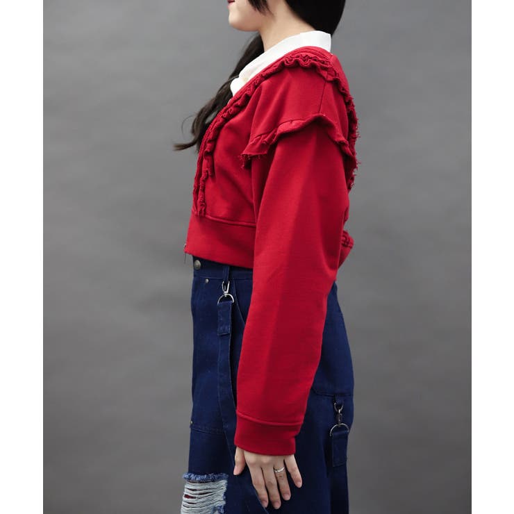 ダメージフリル裏毛カットカーディガン | axes femme | 詳細画像2 