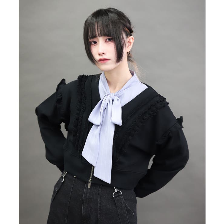 ダメージフリル裏毛カットカーディガン | axes femme | 詳細画像4 