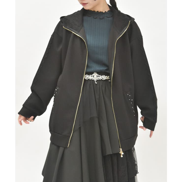 黒 | Ｗジップロングパーカー | axes femme
