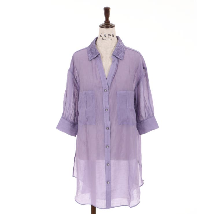 【blue】シアースキッパーロングシャツ シアースキッパーロングシャツ[品番：IGAW0000188]｜axes femme