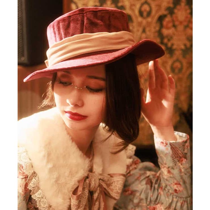 ワイン | 配色リボンベロアハット | axes femme