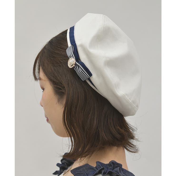 マリン風リボンデザインベレー[品番：IGAW0006685]｜axes femme
