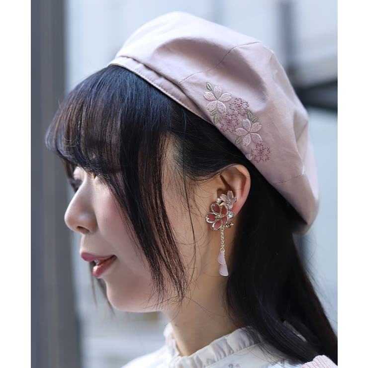 桜刺繍デザインベレー | axes femme | 詳細画像1 