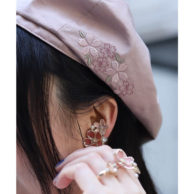 桜刺繍デザインベレー | axes femme | 詳細画像3 