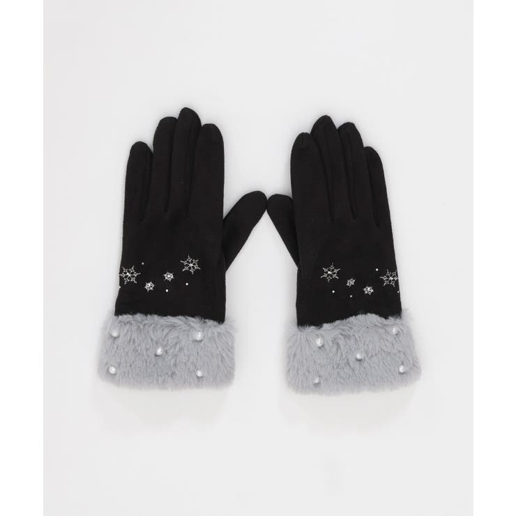 雪刺繍×パールファー手袋[品番：IGAW0004313]｜axes femme（アクシーズ
