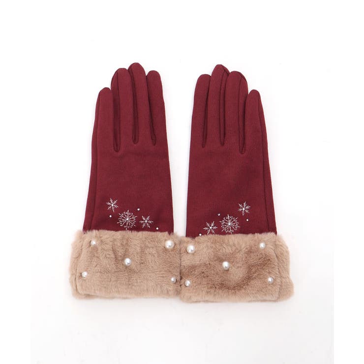 雪刺繍×パールファー手袋[品番：IGAW0005611]｜axes femme