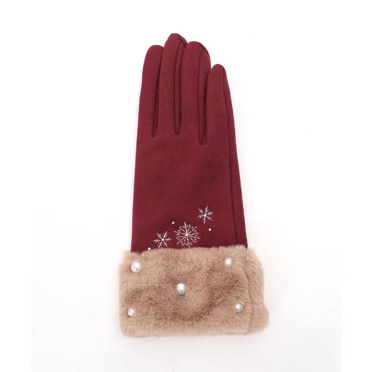 雪刺繍×パールファー手袋[品番：IGAW0005611]｜axes femme