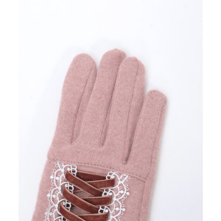 ベロアリボンレースアップ手袋 | axes femme | 詳細画像16 