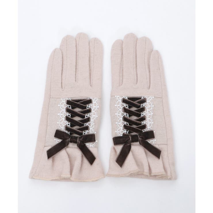 ベロアリボンレースアップ手袋 | axes femme | 詳細画像2 