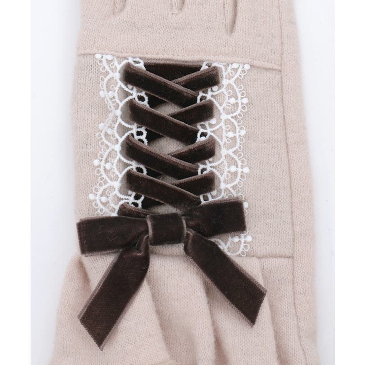 ベロアリボンレースアップ手袋 | axes femme | 詳細画像6 