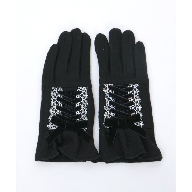 ベロアリボンレースアップ手袋 | axes femme | 詳細画像8 