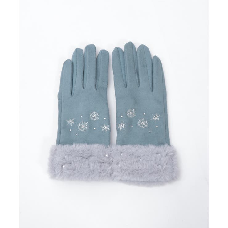雪刺繍スエードファー手袋 | axes femme | 詳細画像10 