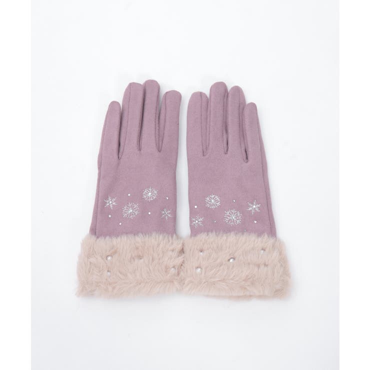 雪刺繍スエードファー手袋 | axes femme | 詳細画像15 