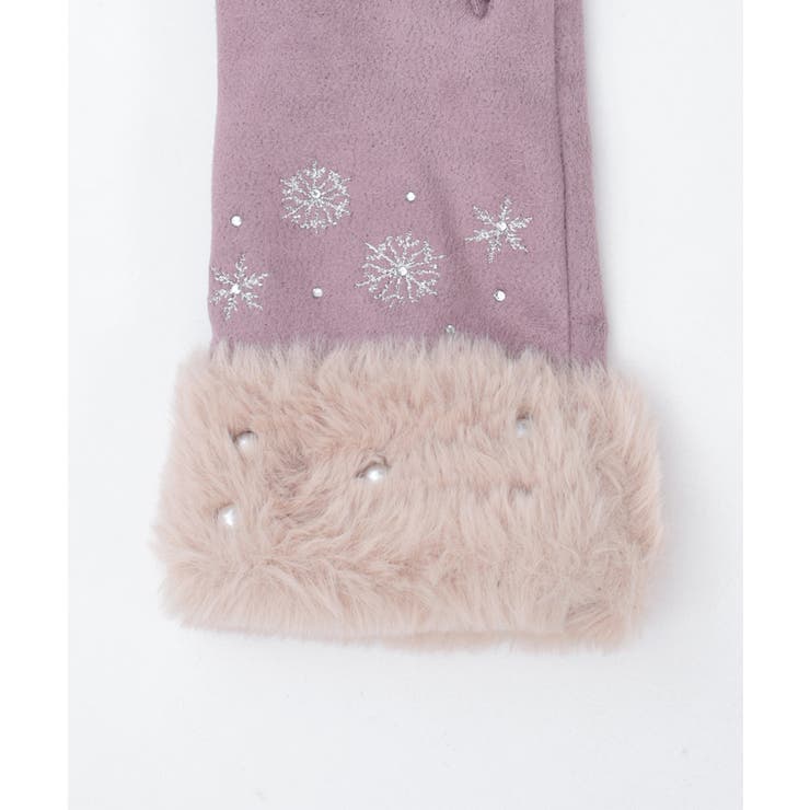 雪刺繍スエードファー手袋 | axes femme | 詳細画像17 