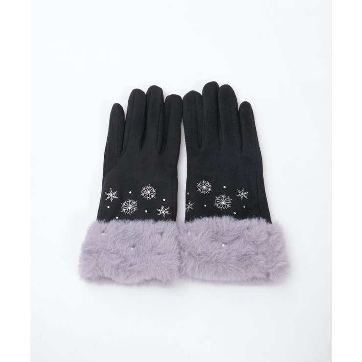 雪刺繍スエードファー手袋 | axes femme | 詳細画像5 