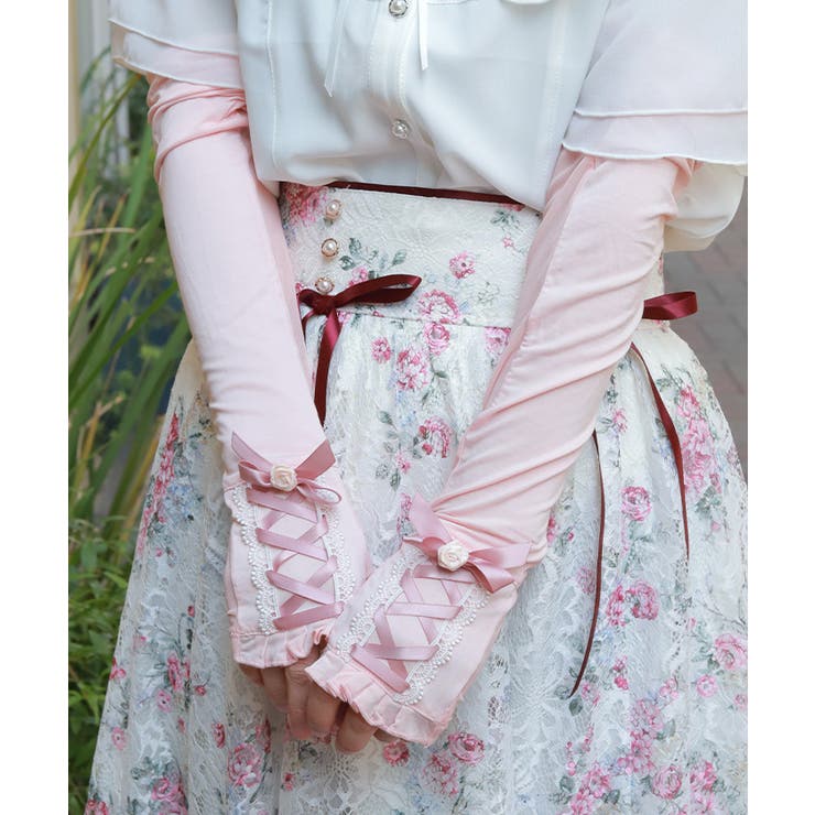 ピンク | レースアップＵＶロング手袋 | axes femme