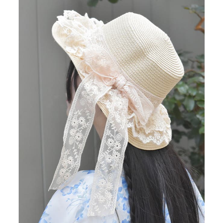 生成り | レースリボンフリルカンカン帽 | axes femme