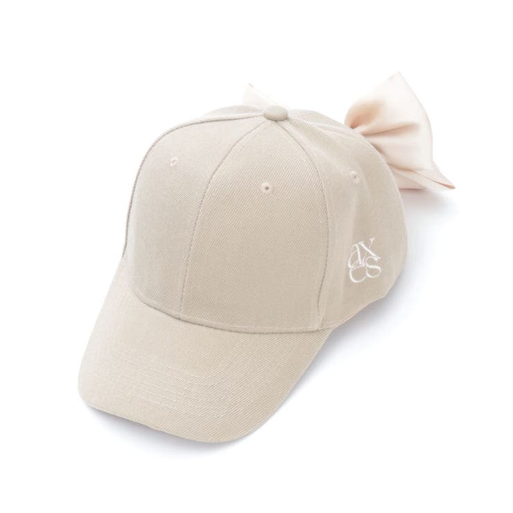 ベージュ | ロゴ刺繍バックリボンキャップ | axes femme