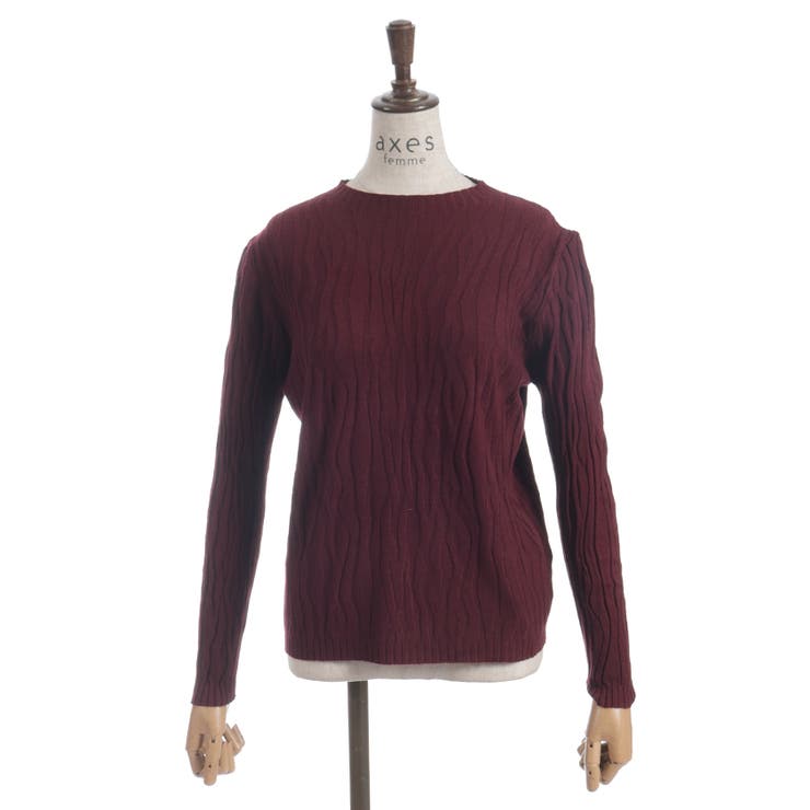 ワイン | ジャカードニットプルオーバー | axes femme